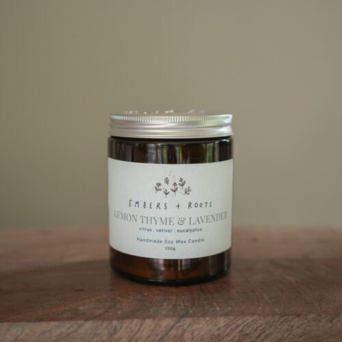lemon thyme lavender soy wax candle